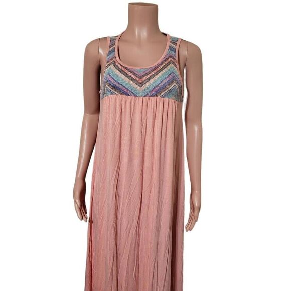 BomBom women's crew neck sleeveless peach maxi dress S - Picture 3 of 4